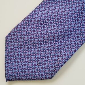 Canali blue geometric design silk necktie.